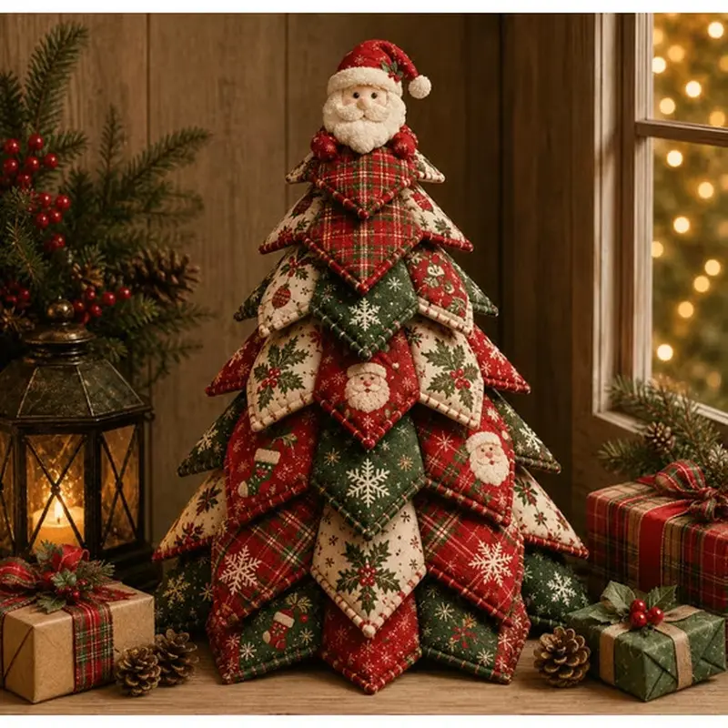 2026 New 3D DIY Quilted Christmas Tree Kit Patchwork Craft Set Upgrade Handmade Christmas Patchwork Fabric Diy Decor Kit, Creative DIY Gift for Adults Beginners and Craft Lovers