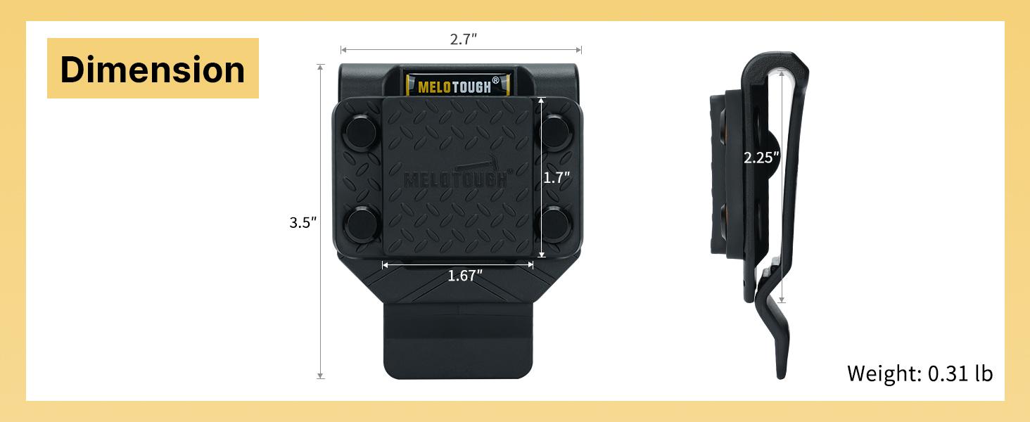 MELOTOUGH Magnetic Tool Holder Strong Magnetic Belt Clip for Screws,Nails,Wrench,Hammer,Pliers,Screwdriver,Trowel,Sockets - Fits Up to 2.7" Belt (Black)