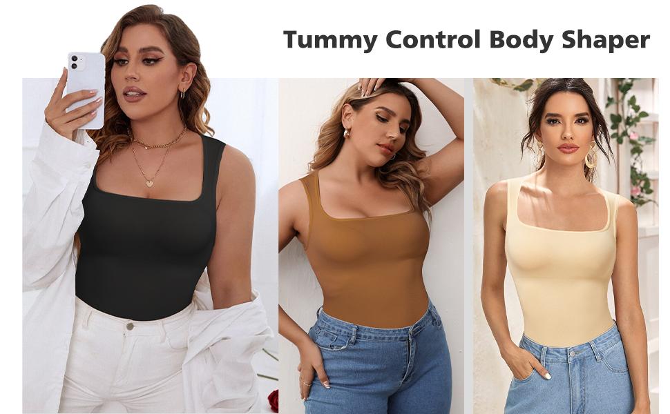 Tummy Control Shapewear Compression Tank Tops for Women  Square Neck Body Shaper Camisole Clothing Comfortable Fashion Nylon