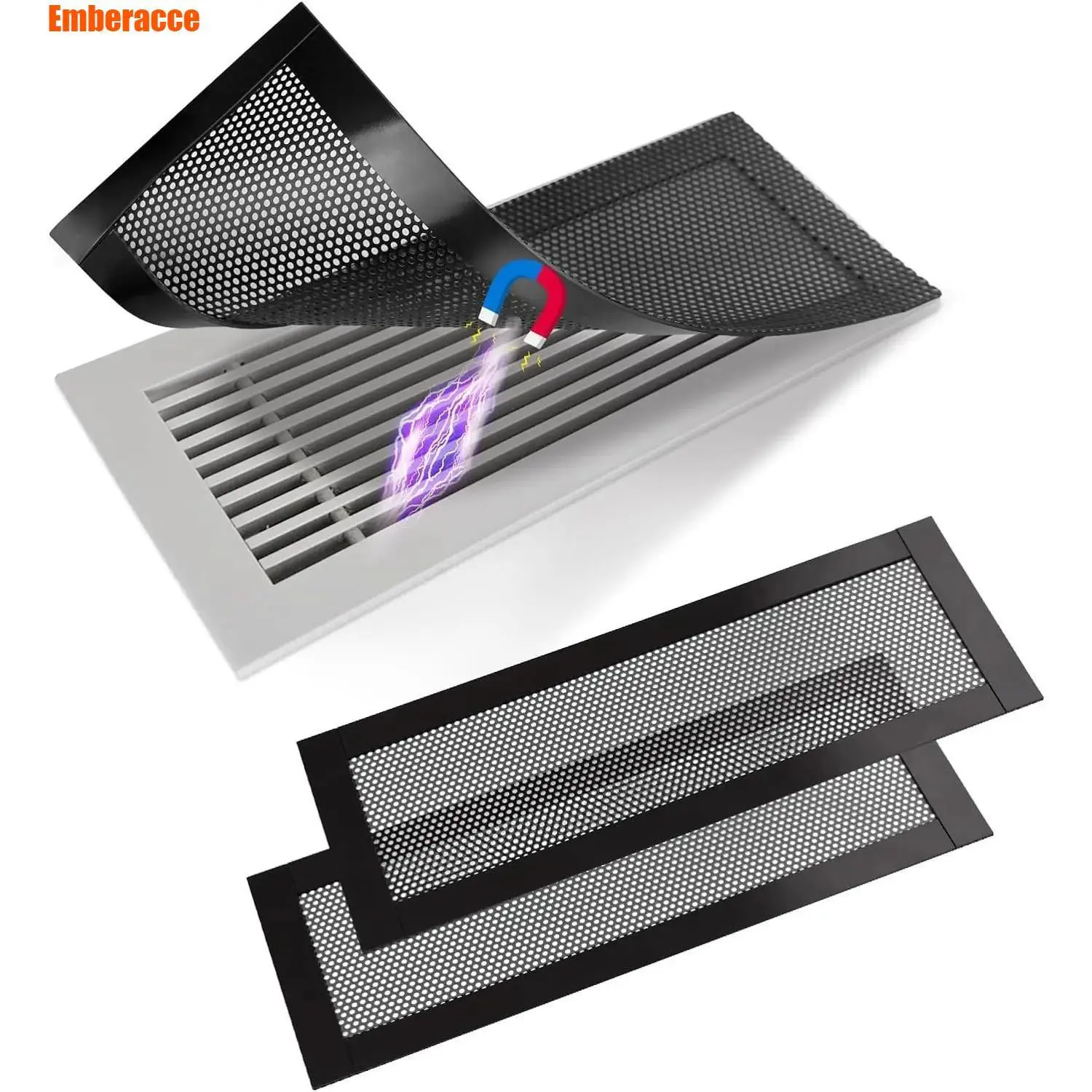Magnetic Air Vent Cover Filters 2/4/8 Pack, Removable Washable HVAC Vent Filters for Ceiling & Floor Registers, Dust Pet Hair Debris Protection, Easy Install Energy Saving Grilles for Home AC Vents, Quiet Airflow Solution