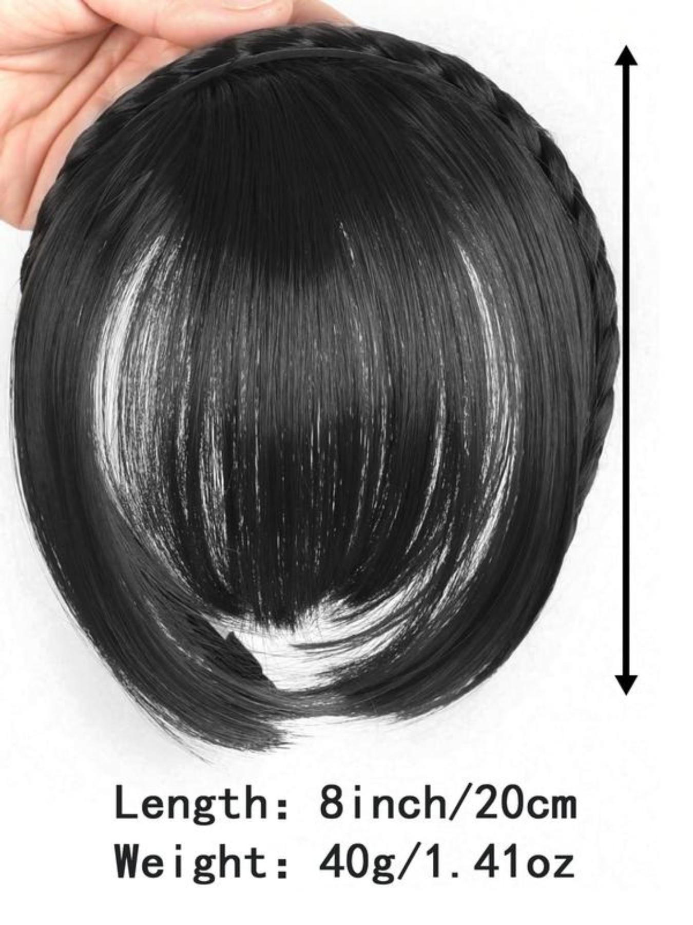 Slip Resistant Fluffy Blunt Bangs Fishtail Braid Wig Headband with Sideburns Bangs Elegant Braided Hair Simple Hair Accessory for Party Holiday Vacation Daily Wear Women Headband