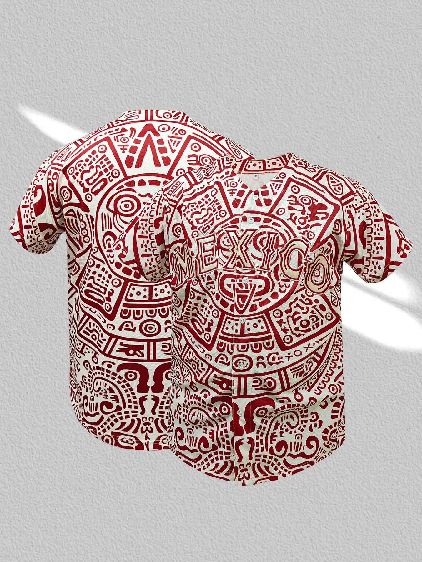 Men's Baseball Jersey, Short Sleeve Mexico Embroidered Shirt For Sports Jersey Shirts