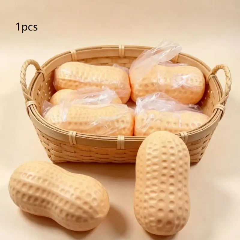 Giant Peanut Squishy Toy Flour Filled Soft Squeeze Toy, Super Squishy Slow Rising Fidget Toy, Realistic Peanut Shaped Stress Relief Toy, Soft Mochi Texture Anxiety Relief Toy, Cute Desk Decor, Perfect Gift for Kids Adults, Birthday Party Favor, Portable D
