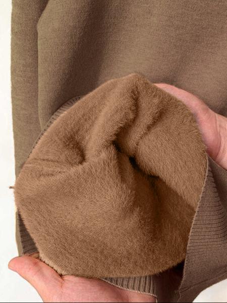 Women's Solid Thermal Lined Drop Shoulder High Neck Sweater, Casual Solid Long Sleeve Jumper For Daily Outdoor Wear, Women Knit Top for Fall & Winter Women's Solid Thermal Lined Drop Shoulder High Neck Sweater, Casual Solid Long Sleeve Jumper For Daily Outdoor Wear, Women Knit Top for Fall & Winter