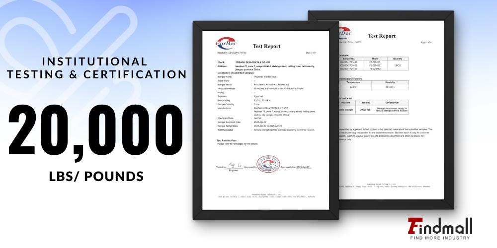 findmall Outdoor use 3/4 Inch by 100/150/200 Feet , 24 Strand Polyester Arborist Bull Rope, White/Blue