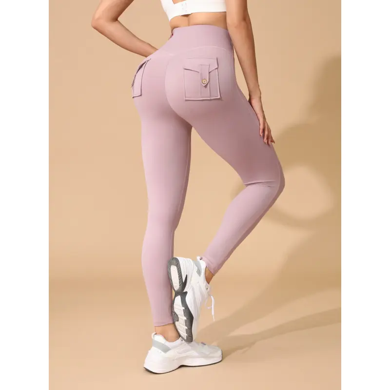 Pink polyester straight-leg pants1