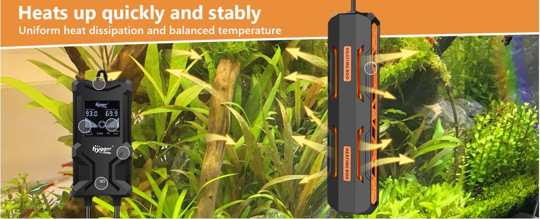 hygger Aquarium Heater, Submersible Fish Tank Heater with Over-Temperature Protection and Automatic Power-Off, Fish Heater with Digital Controller for Freshwater and Saltwater