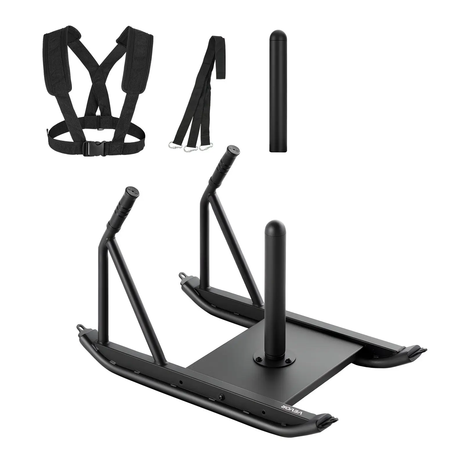 VEVOR Weight Sled, Steel Power Sled, Fitness Strength Training Sleds for Athletic Exercise Speed Improvement, Workout Fitness Equipment with Handle, Compatible with 1/2 in Weight Plates, Black