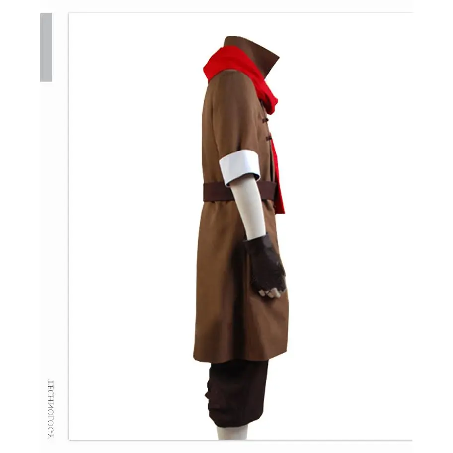 Anime Avatar:The Last Airbender Mako Cosplay Costume Brown Jacket Black Pant Red Scraf Halloween Carnival Adult Men Fancy Suit