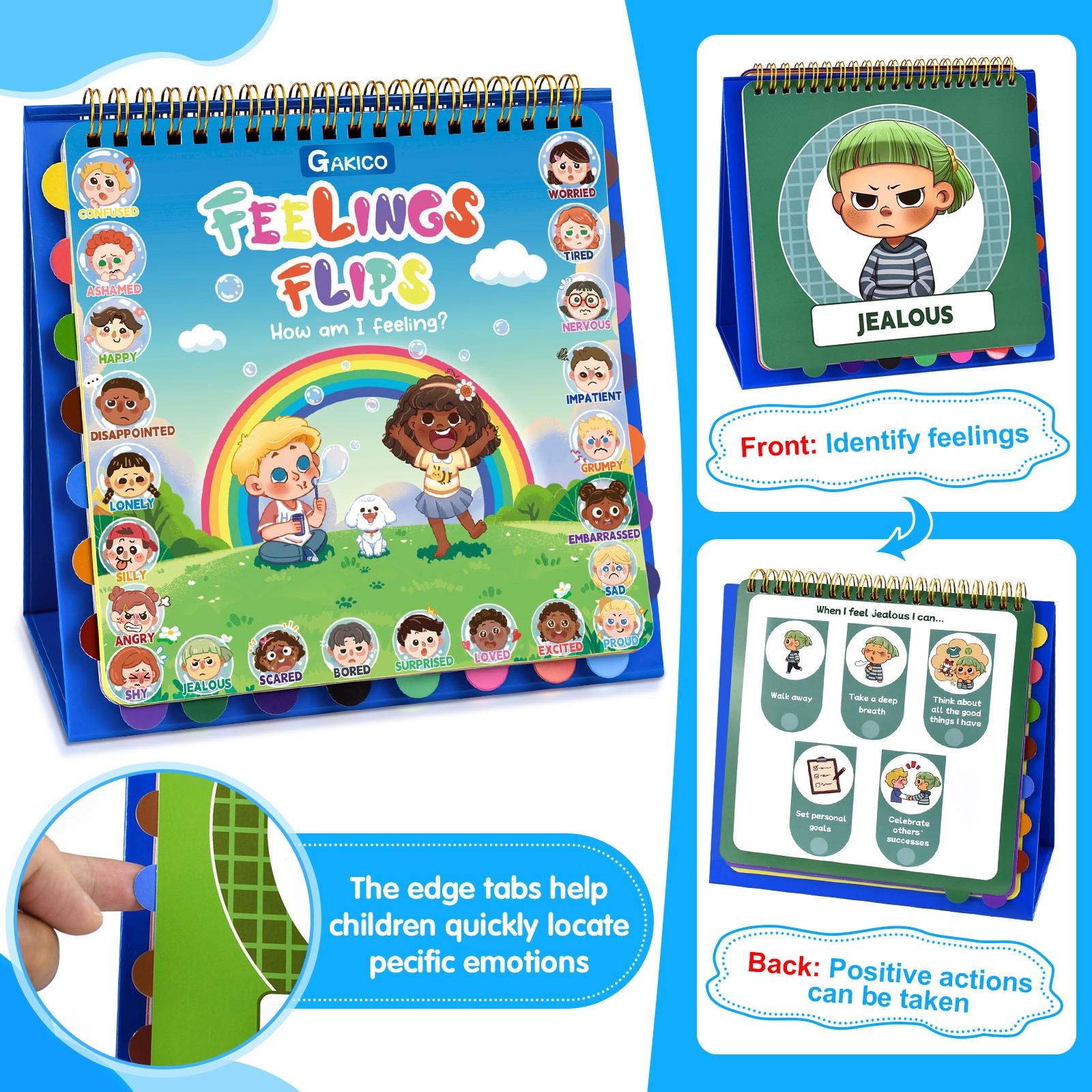 Feelings and Emotions Book for Young learners,22 Moods/Emotions,Understanding Emotions Toys,Social Emotional Flipbook,ADHD & Autism Learning Materials,Calm Down Corner Supplies,Suitable for teachers and parents Feelings and Emotions Book for Young learners,22 Moods/Emotions,Understanding Emotions Toys,Social Emotional Flipbook,ADHD & Autism Learning Materials,Calm Down Corner Supplies,Suitable for teachers and parents