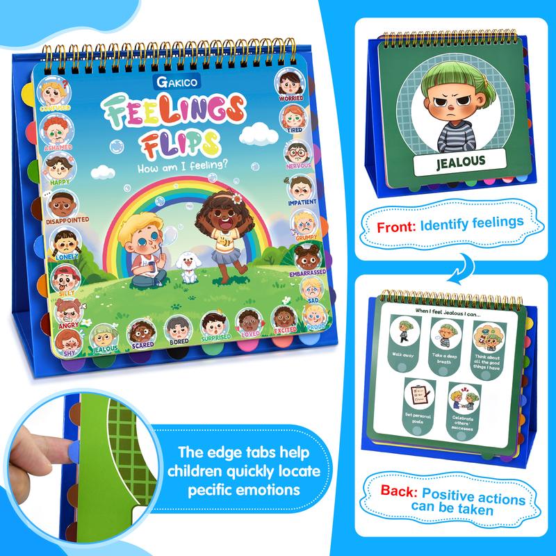 Feelings and Emotions Book for Young learners,22 Moods/Emotions,Understanding Emotions Toys,Social Emotional Flipbook,ADHD & Autism Learning Materials,Calm Down Corner Supplies,Suitable for teachers and parents