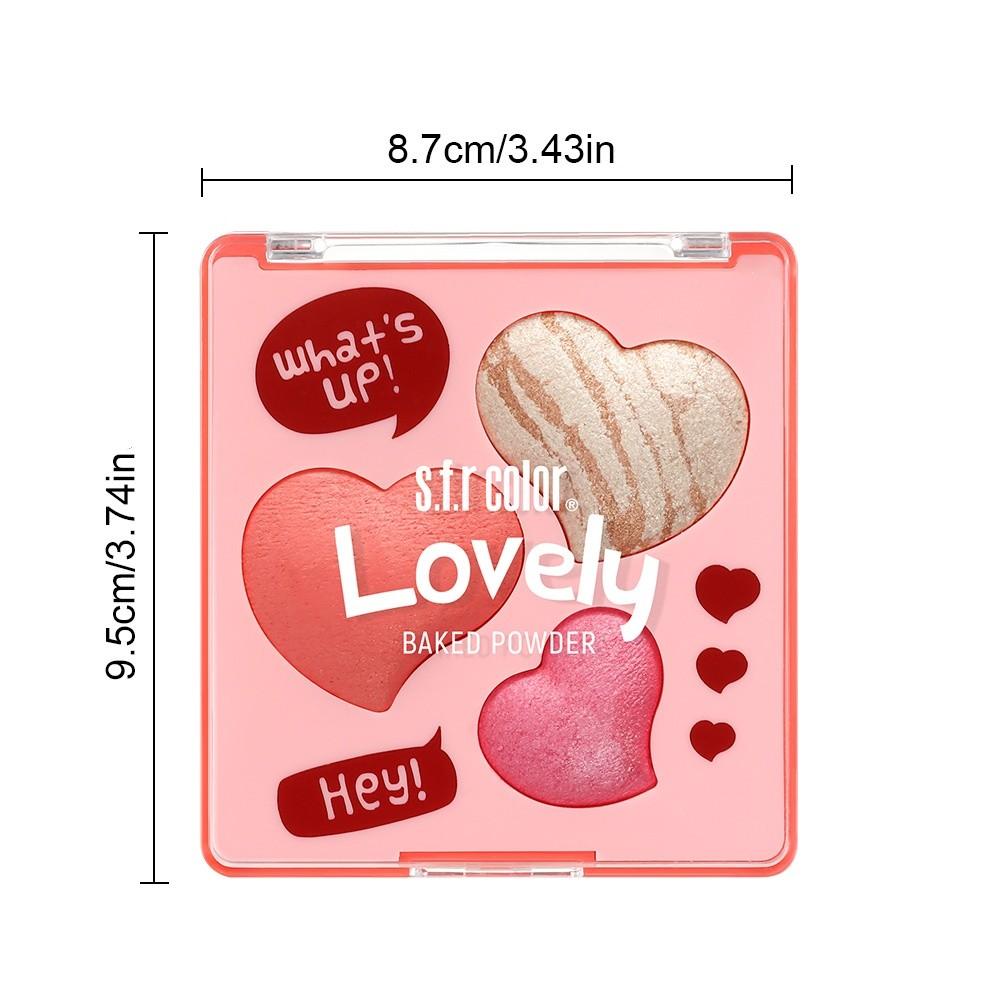 Three-Color 4D Heart Blush Powder, Long-Lasting Makeup Highlighter, Natural Look, Perfect for Daily Use, Enhances Complexion