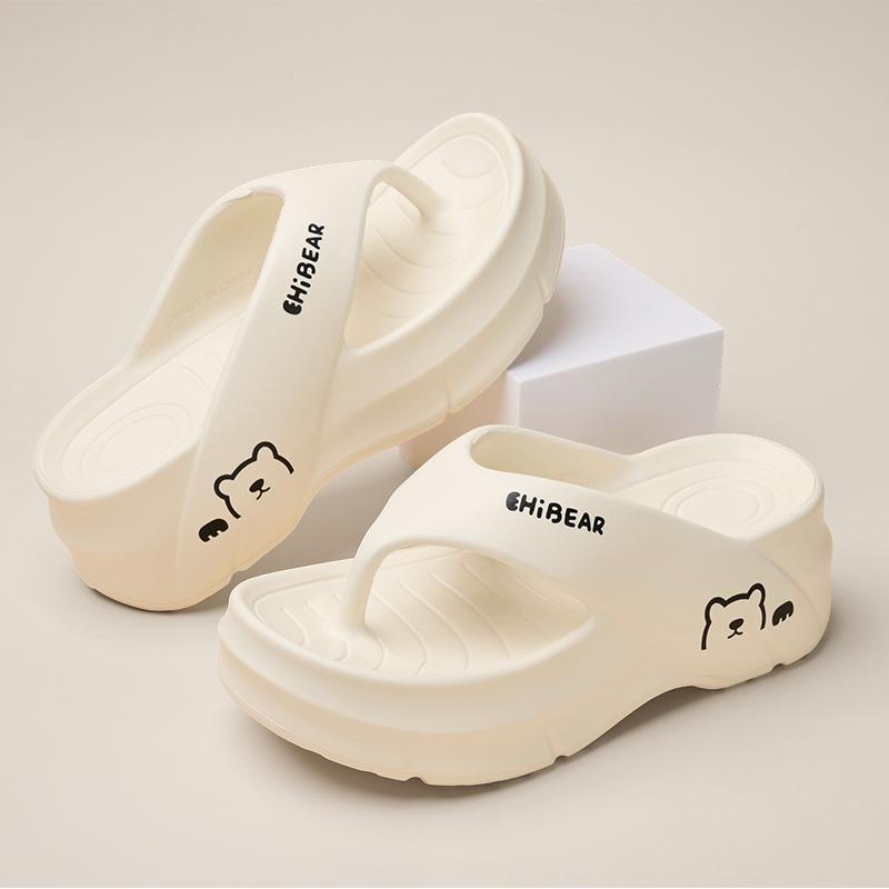 GRIP&GO Women's Fashion Height Increasing Flip Flops with Cute Bear Pattern EVA Material Comfortable Breathable Non-slip Sandals for Beach Home & Outdoor Use GRIP&GO Women's Fashion Height Increasing Flip Flops with Cute Bear Pattern EVA Material Comfortable Breathable Non-slip Sandals for Beach Home & Outdoor Use
