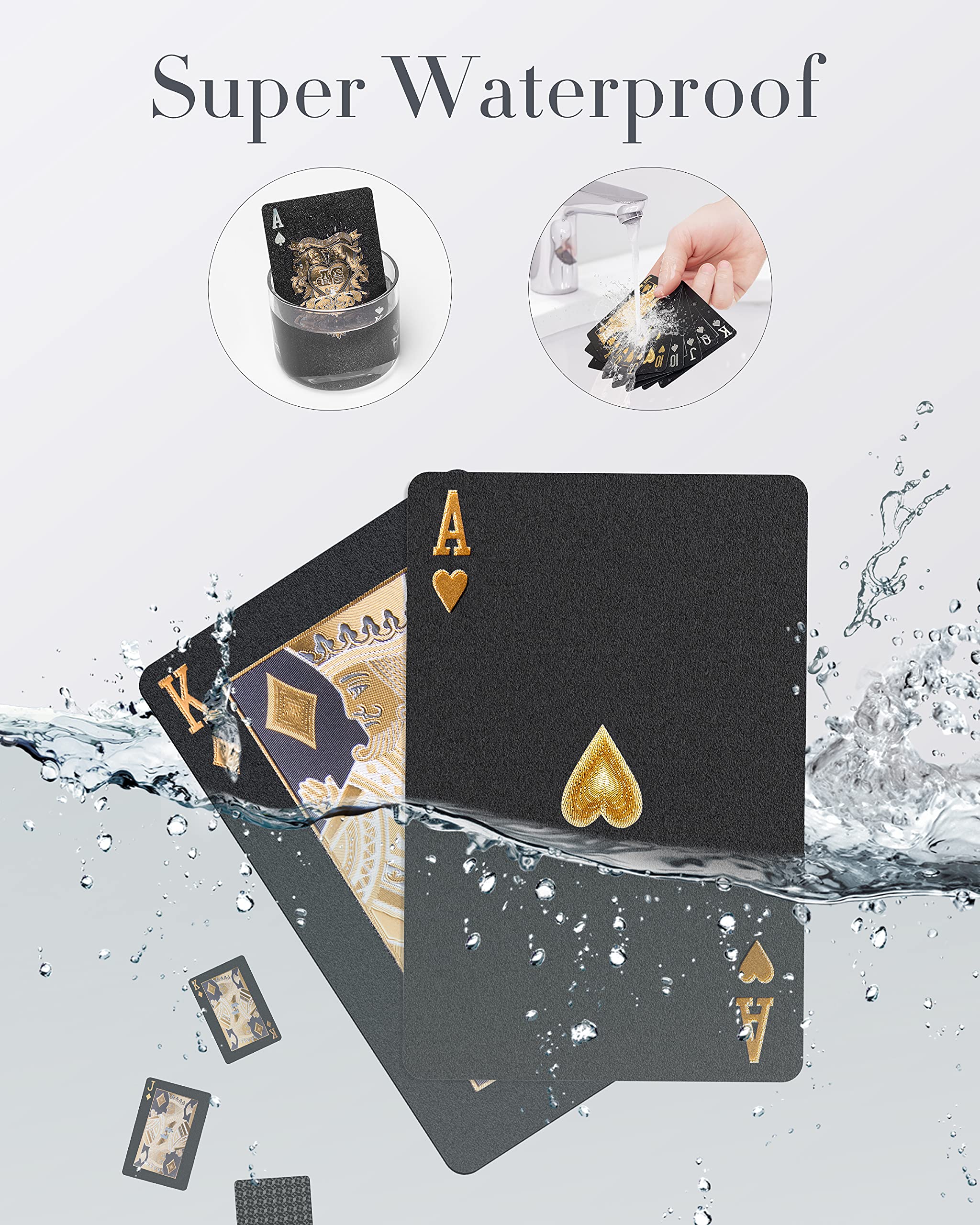 Diamond Waterproof Black Playing Cards, Poker Cards, HD, Deck of Cards
