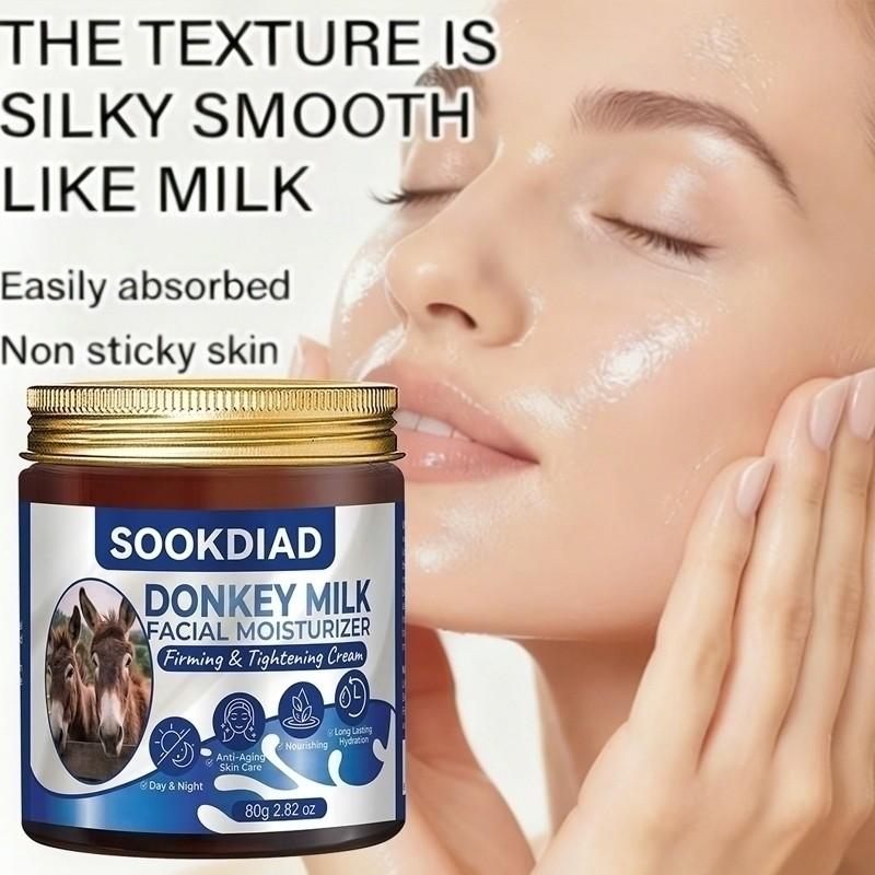Convenient Donkey Milk Moisturizing Cream, Facial Use, Quick Hydration, Nourishing Skin Care, 80g/2.82oz, All Skin Types, Morning and Evening