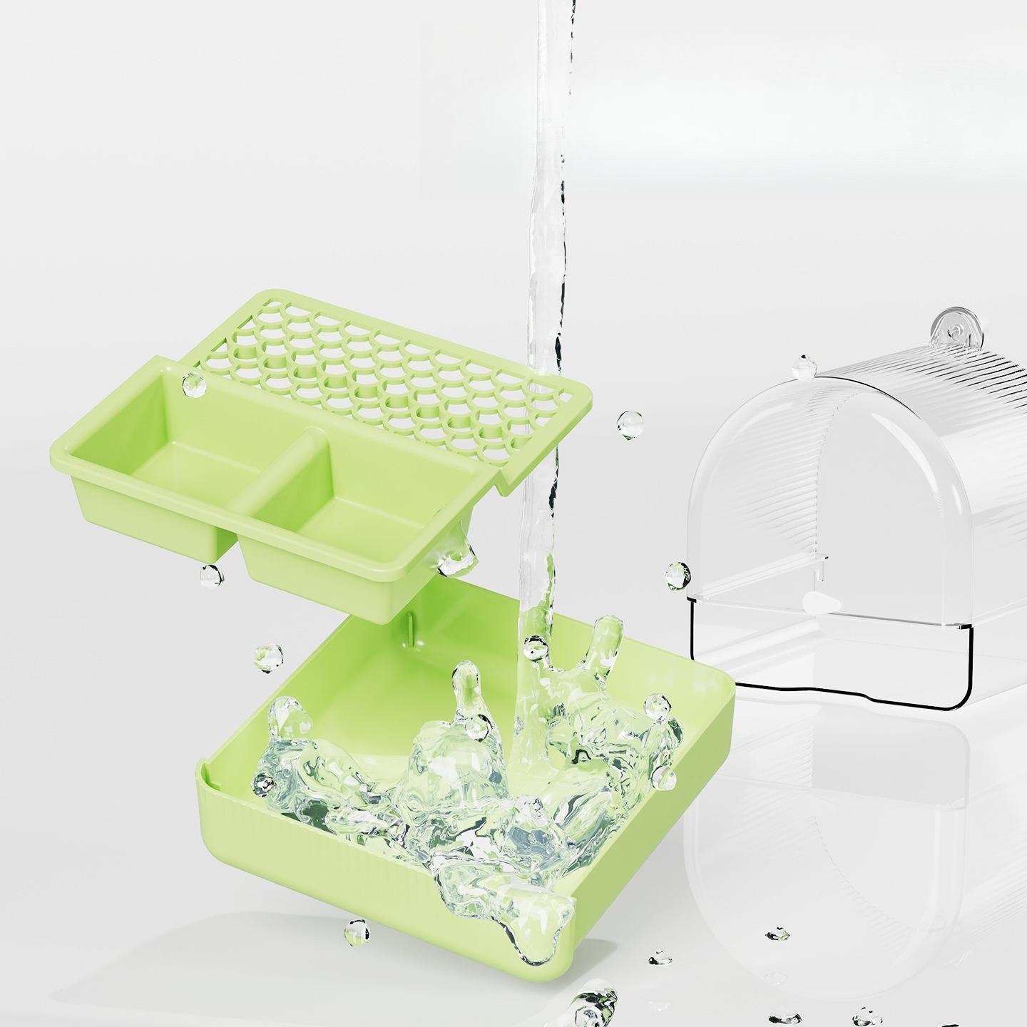 External Bird Bath Container - Splash-Proof Large Capacity Design for Parrots, Cockatiels & Small Birds - Universal Fit for Cage, Bathroom & Home Use - Ideal for Pet Owners & Bird Enthusiasts