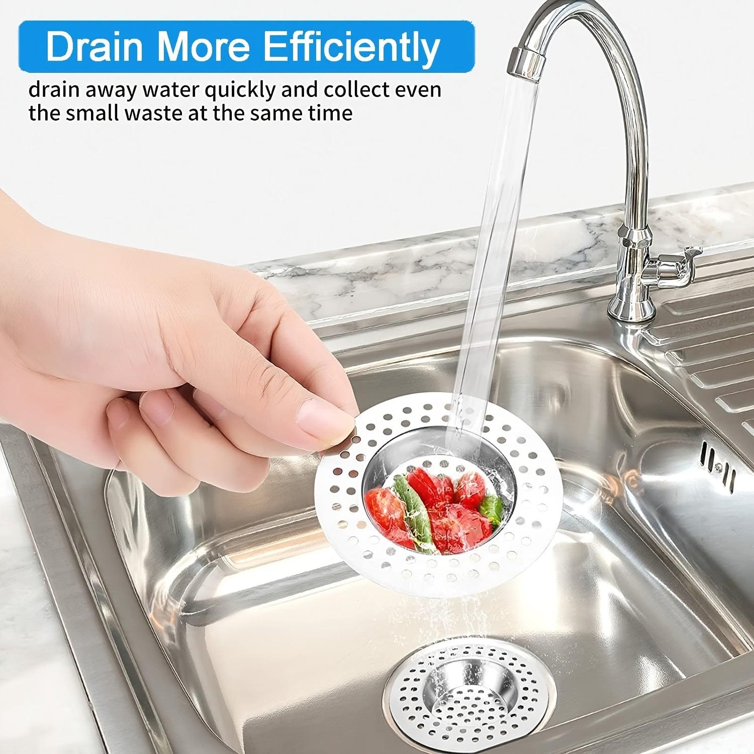 3/6pcs Stainless Steel Mesh Drain Filter, Kitchen Sink Strainer, Fits 3.1-6.9cm Drain Openings, Durable Food Waste Separator