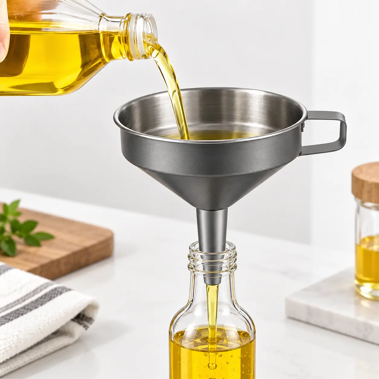 Reusable Food-Safe Funnel with Filter Screen, Multi-Purpose Kitchen Utensil for Household Filtering Tasks