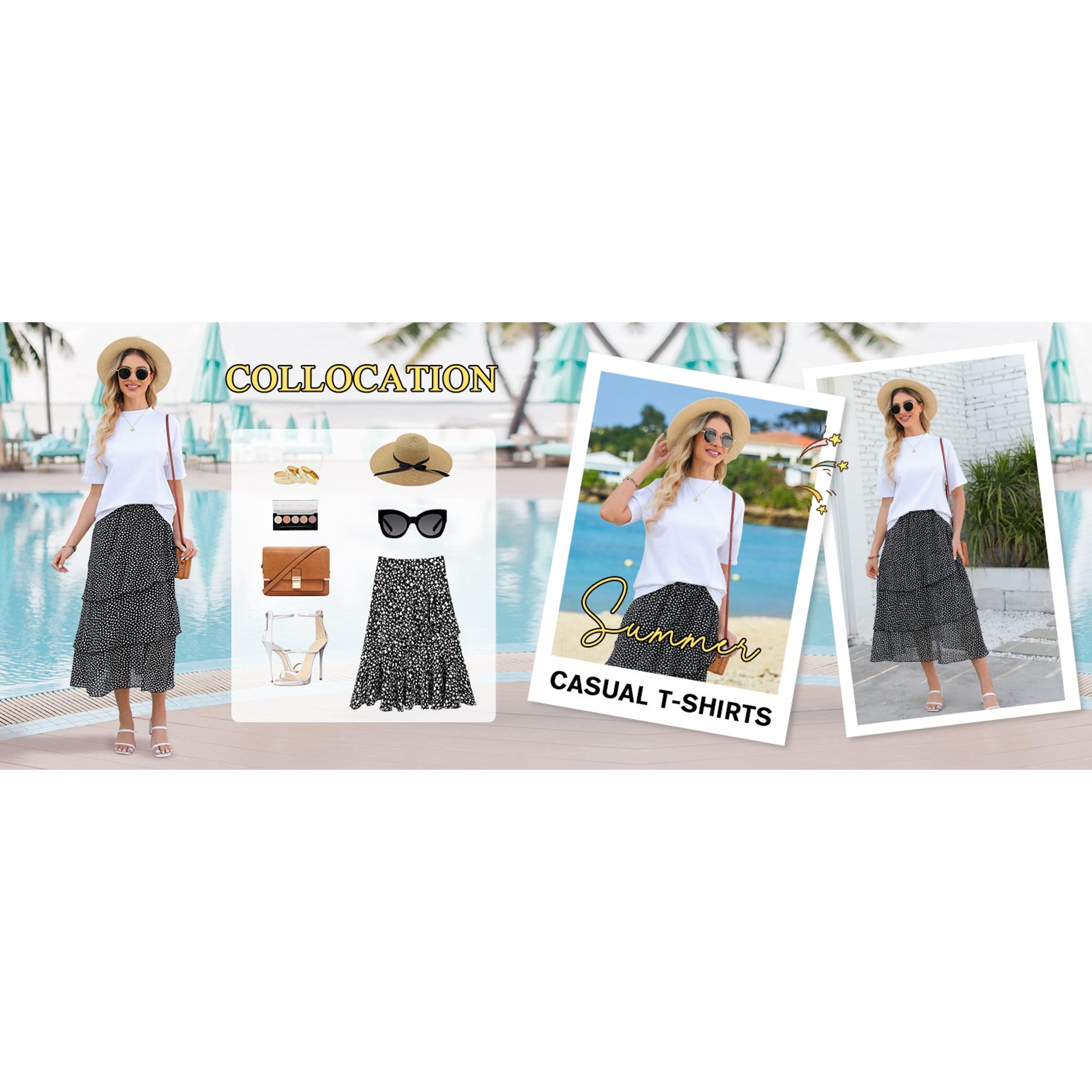 Women's Summer Casual Short Sleeve Mock Neck T-Shirts Loose Fit Basic Plain Tee Tops(Gift)