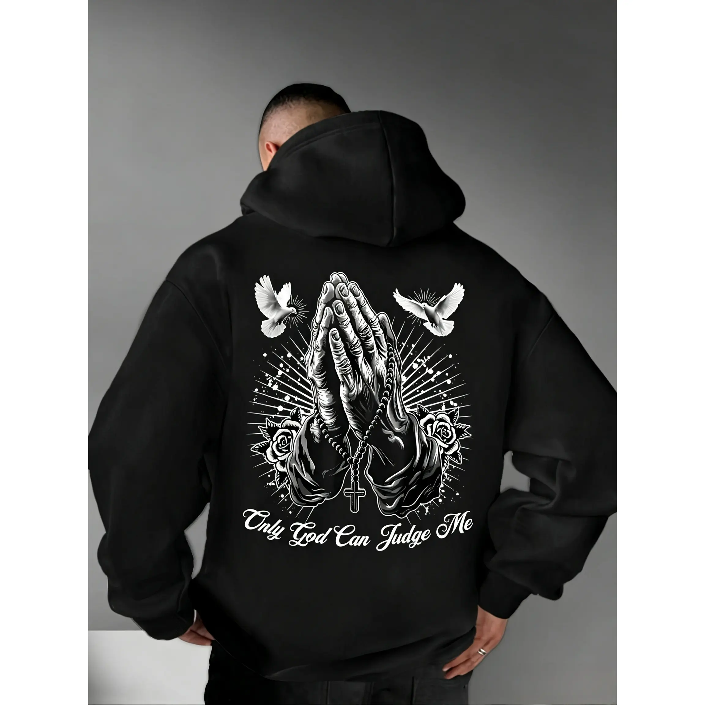 Men'S Autumn And Winter Hoodie Featuring a White Dove Prayer Design, a Versatile And Relaxed Fit for Sports And Casual Wear