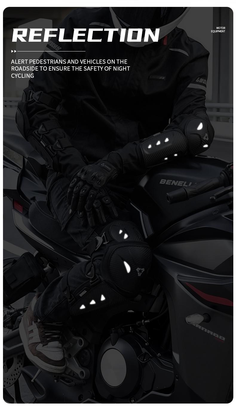 Vemar 4-Piece/Set Motorcycle Knee and Elbow Pads Set, Long Protective Gear for Cycling, Unisex Elbow Guards Knee Protector for Safety Motorbike Riding