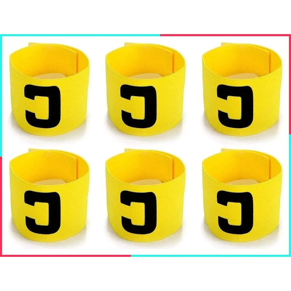 6 Pack Elastic Adjustable Captain Armbands for Soccer Football Basketball Players, Adults & Youth