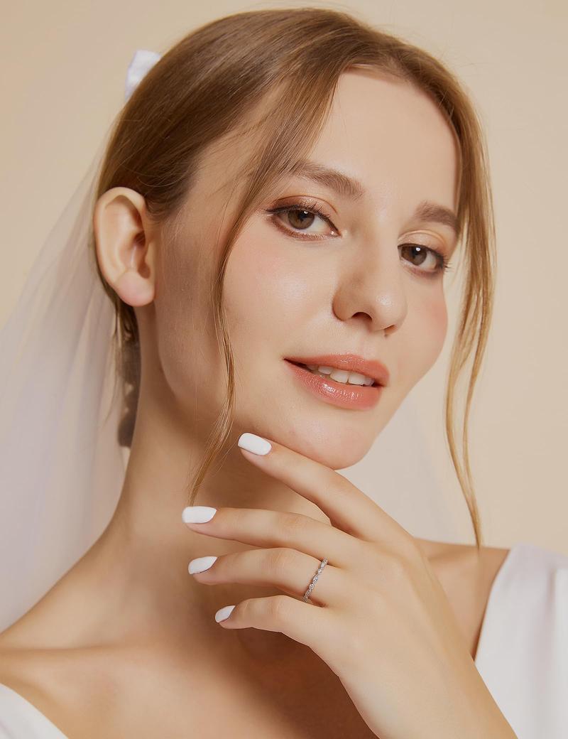 EAMTI 925 Sterling Silver Wedding Band for Women Cubic Zirconia Marquise & Round Milgrain Full Eternity Stackable Ring EAMTI 925 Sterling Silver Wedding Band for Women Cubic Zirconia Marquise & Round Milgrain Full Eternity Stackable Ring