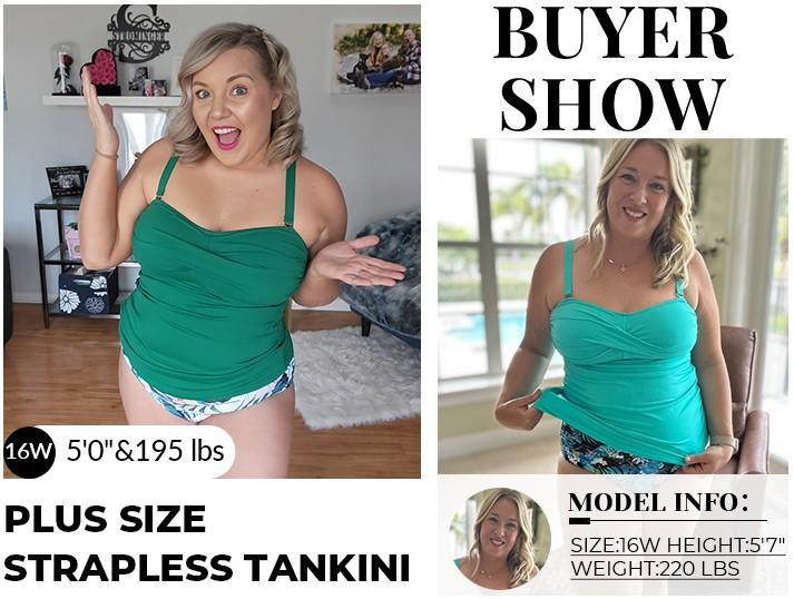 Aqua Eve Women Two Piece Plus Size Tankini Strapless Bathing Suits Bandeau Swimsuits with High Waisted Bottom Aqua Eve Women Two Piece Plus Size Tankini Strapless Bathing Suits Bandeau Swimsuits with High Waisted Bottom