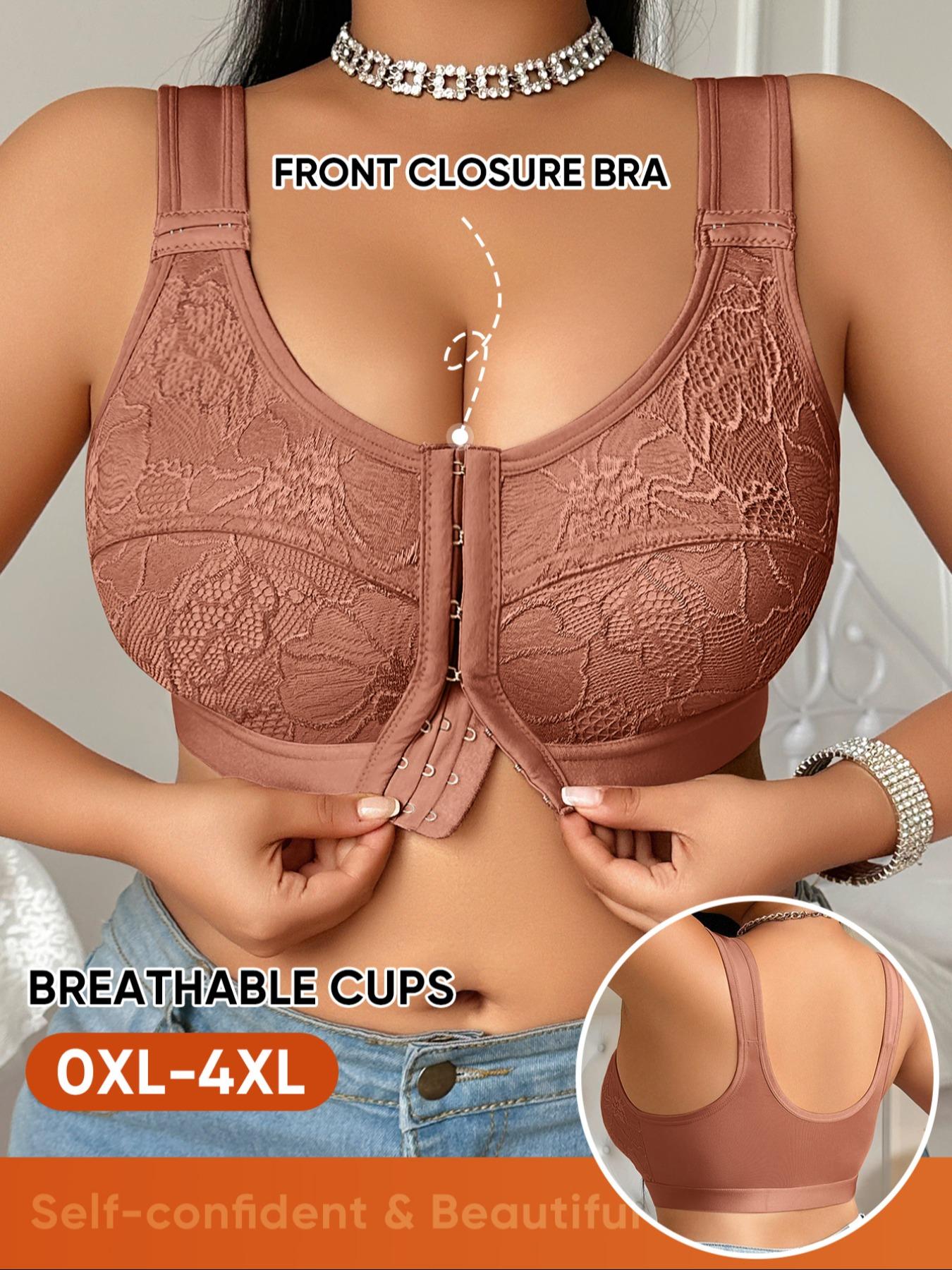 Women's Plus Size Wireless Bra, Sexy Lace Patchwork Design, Soft Breathable High Support, Suitable for Large Busts, Casual Style, Fit, Underwear