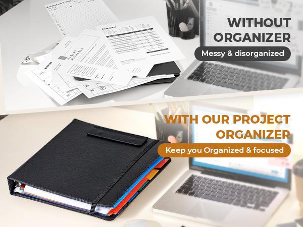 JoyCat 3 Ring Binder Clipboard with Storage, PU Magnetic Clipboards Folder(12.4"x10.2"), Refillable Lined Notepad(11"x8.5"), Ideal for Students,Nurses