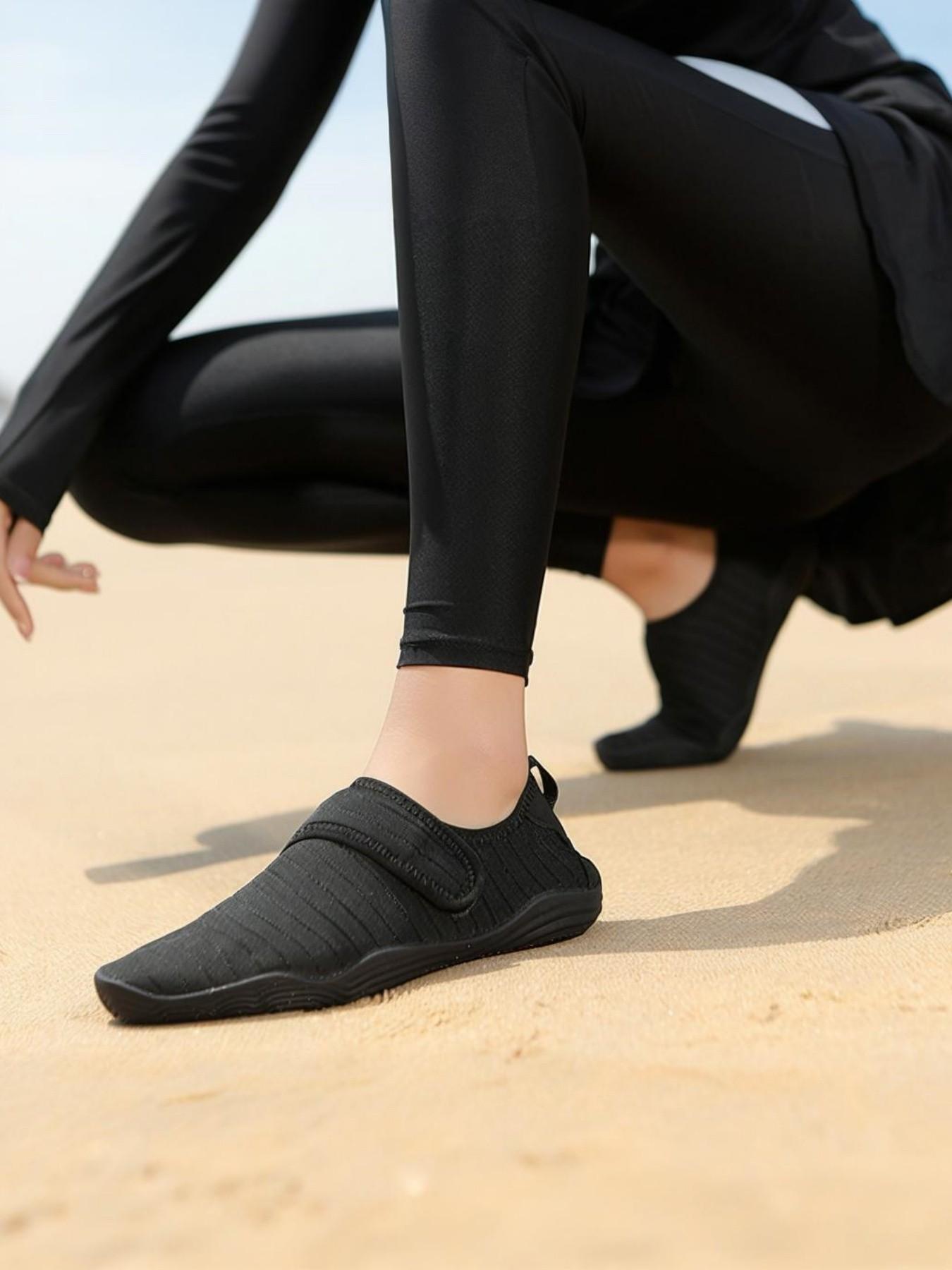 Women's Lightweight Breathable Striped Casual Sports Shoes, Velcro Fastening, Wrapped Heel Design, Perfect for Walking, Outdoor Beach, Fitness Yoga