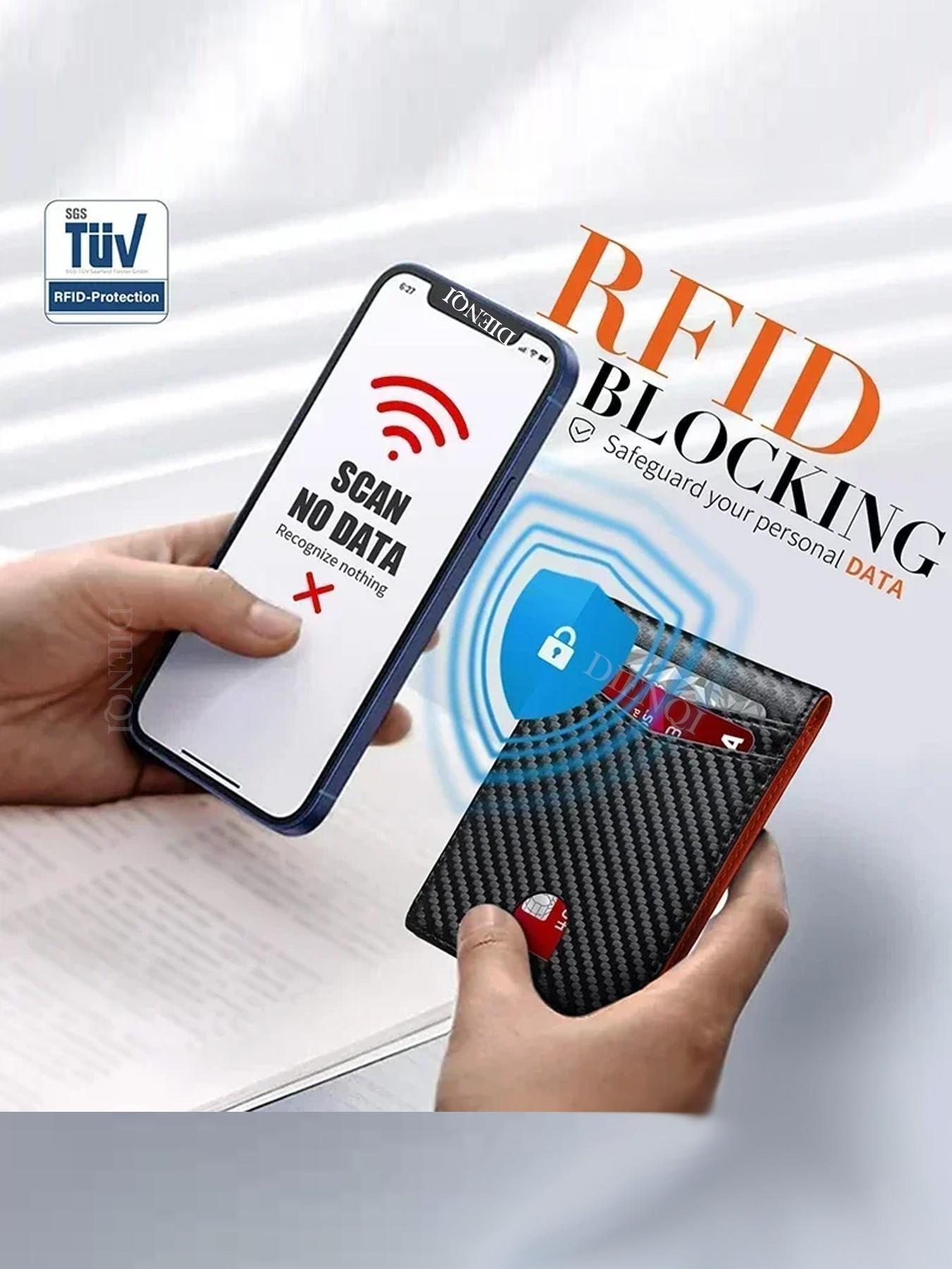 Minimalist RFID Blocking Wallet, Carbon Fiber Business Wallet, Credit Card Holder, Airtag Tracker Compatible, Daily Use Money Bag Clip