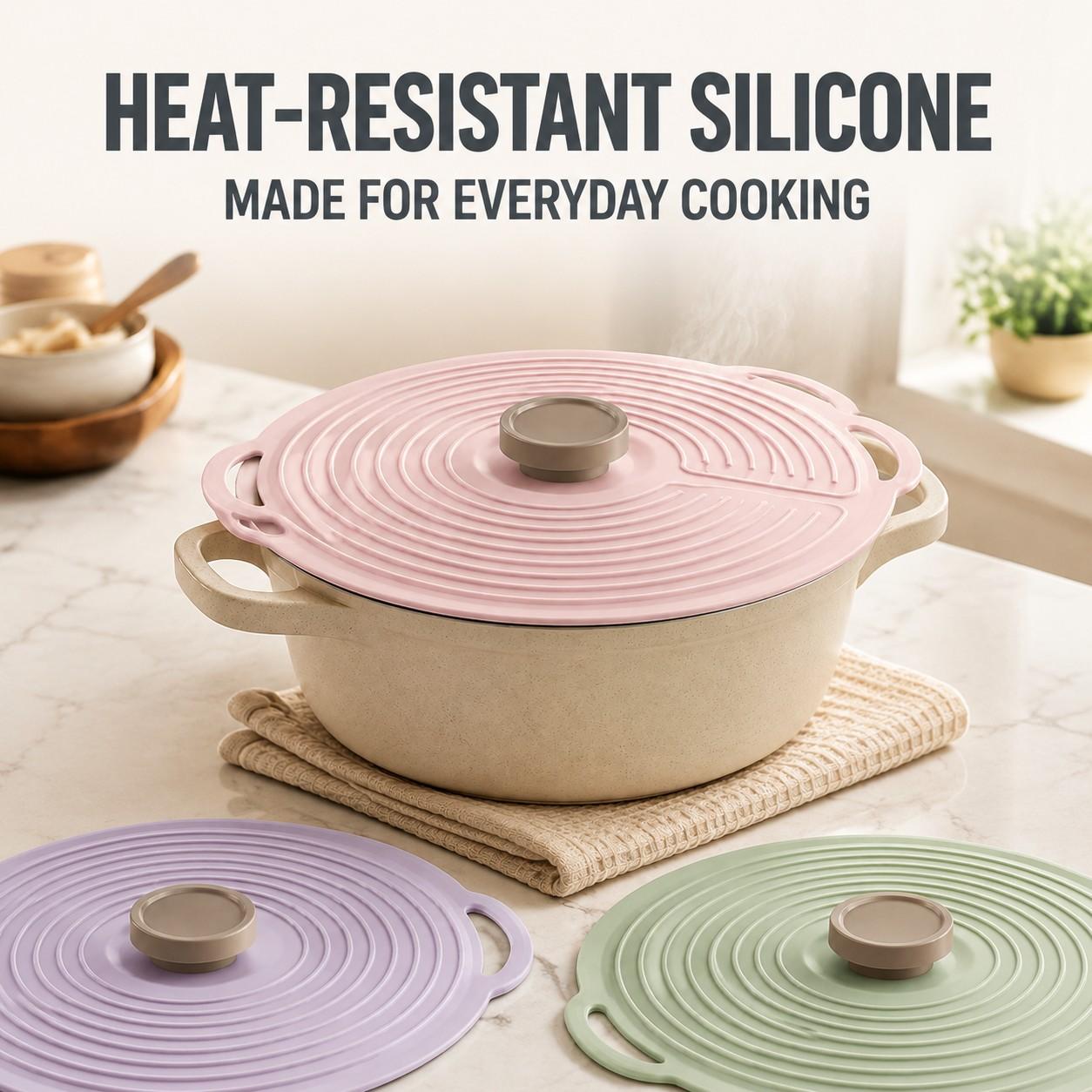 Silicone Lids for Bowls, 8 Pack Reusable Microwave Splatter Covers, 6 Sizes Heat-Resistant Lids for Cups, Plates, Pots, Pans and Skillets, Oven, Fridge & Dishwasher Safe