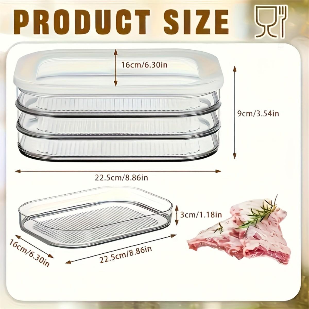 Stackable Food Storage Containers, Refrigerator Organizer, Meat Preservation Box, Reusable Leak-Proof Design, Space-Saving, Fits Bacon, Ham, Cheese