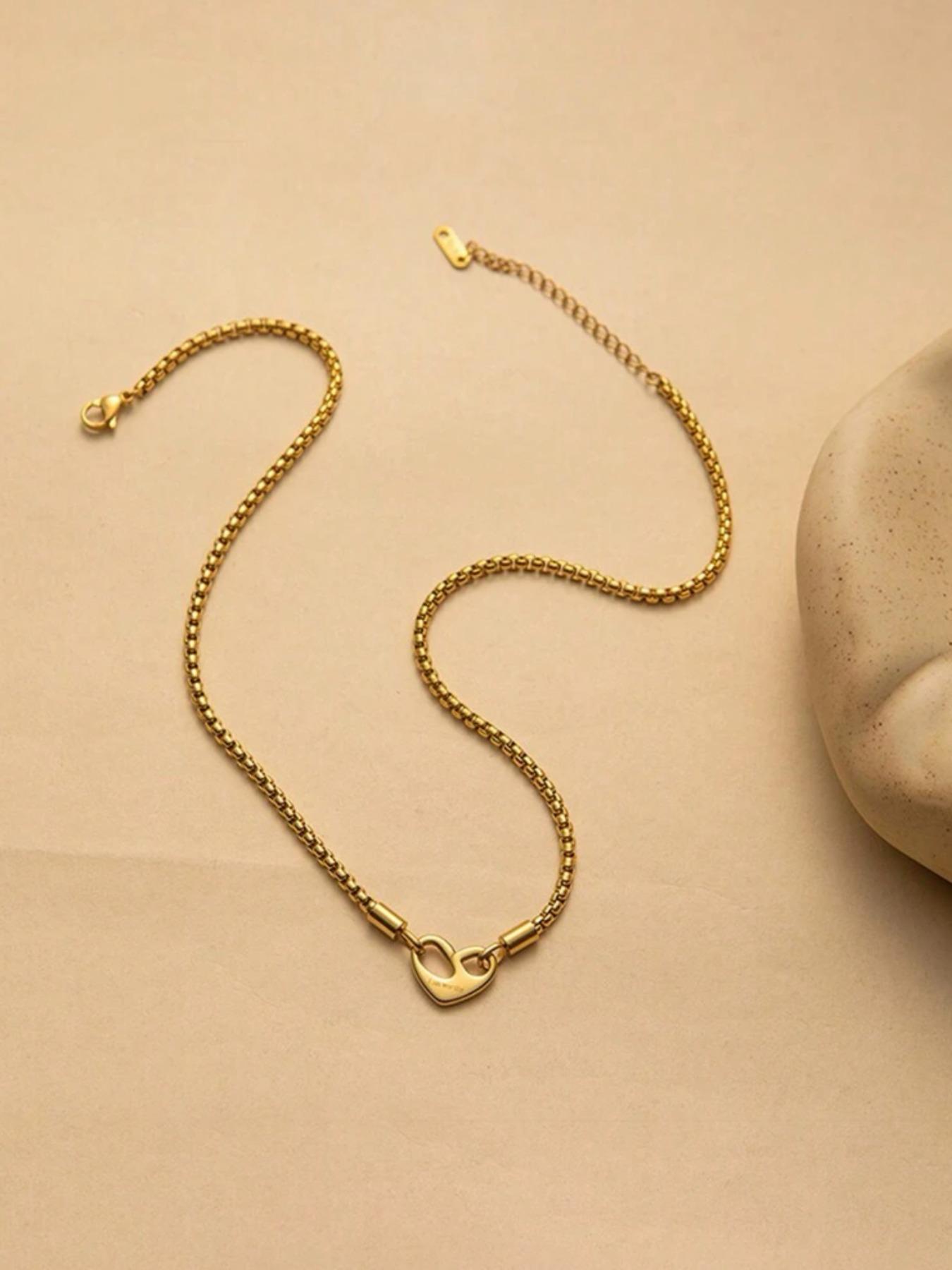 Stainless Steel Heart Pendant Necklace, Fashion Jewelry for Party, Daily Clothing Decor, Trendy All-match & Exquisite Jewelry for Birthday Gift, Heart Design Necklace