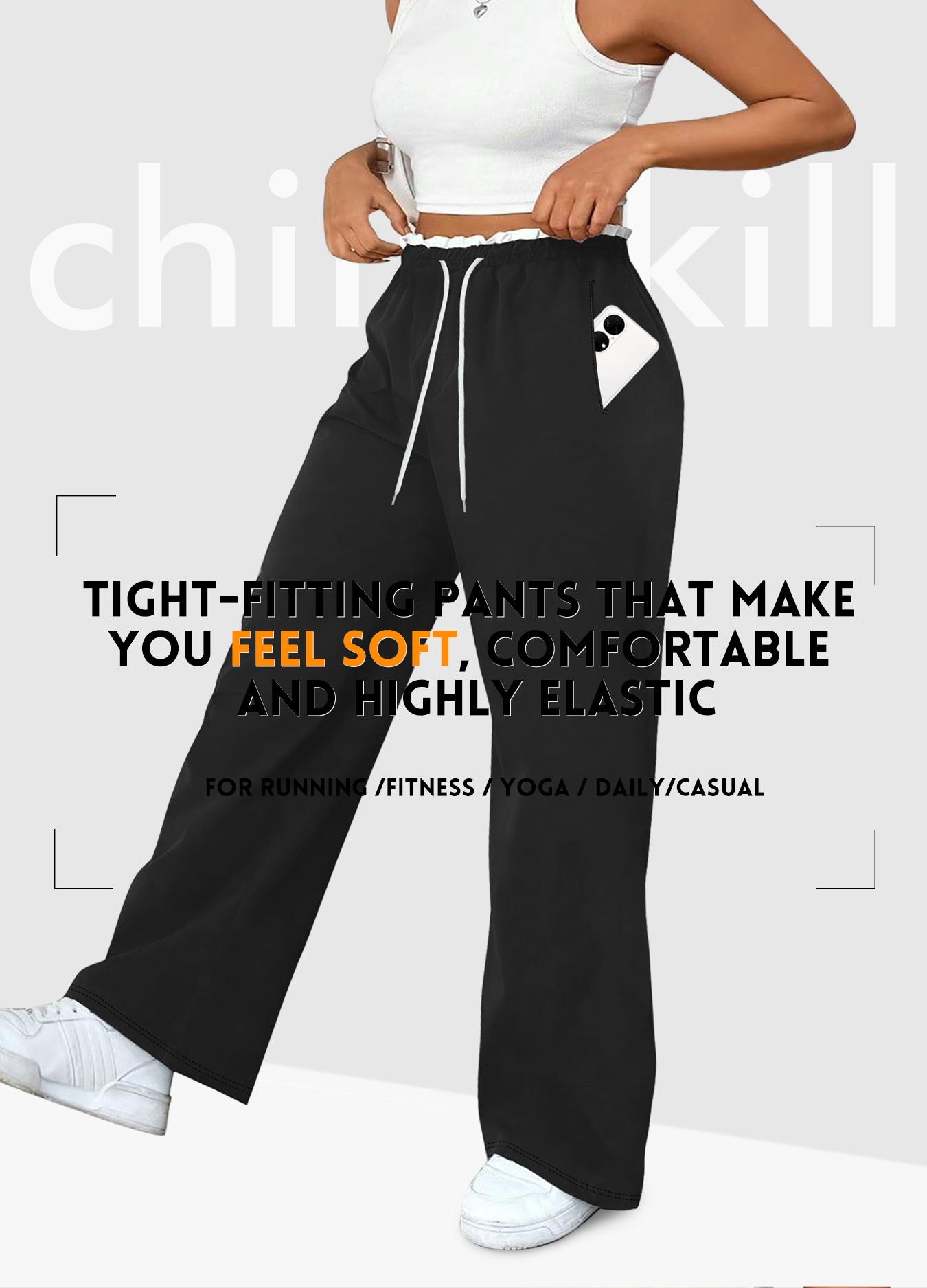 Plus Size Women's Wide Leg Pants, Drawstring Waist Design, Lace Waist Detail, Pockets, Side Stripes, Suitable for Various Occasions, Wide Legged Pants