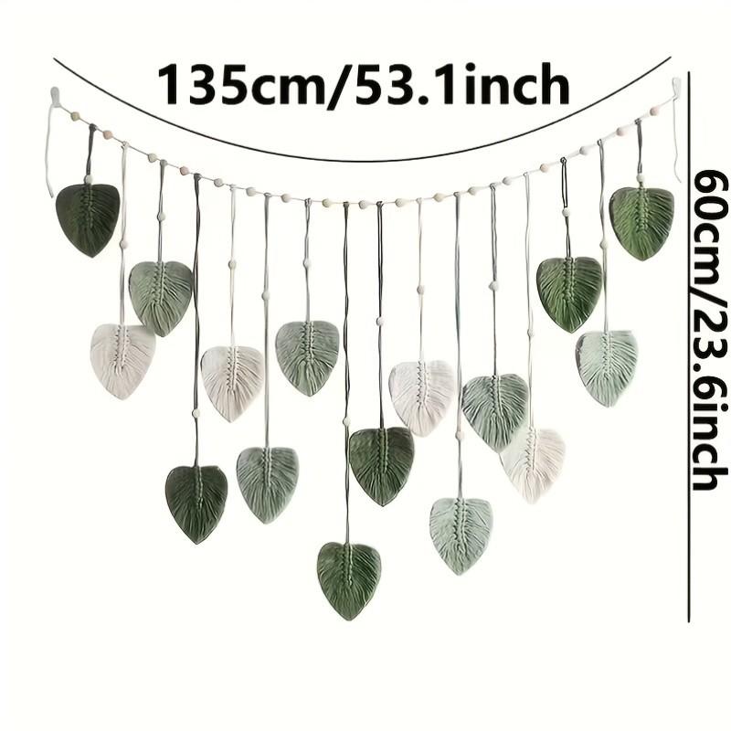Bohemian Style Woven, Fashion Leaf Shape Hanging Tapestry, Handmade Fringe Beaded Ornament, Boho Wall Decor, Ideal for Living Room or Bedroom
