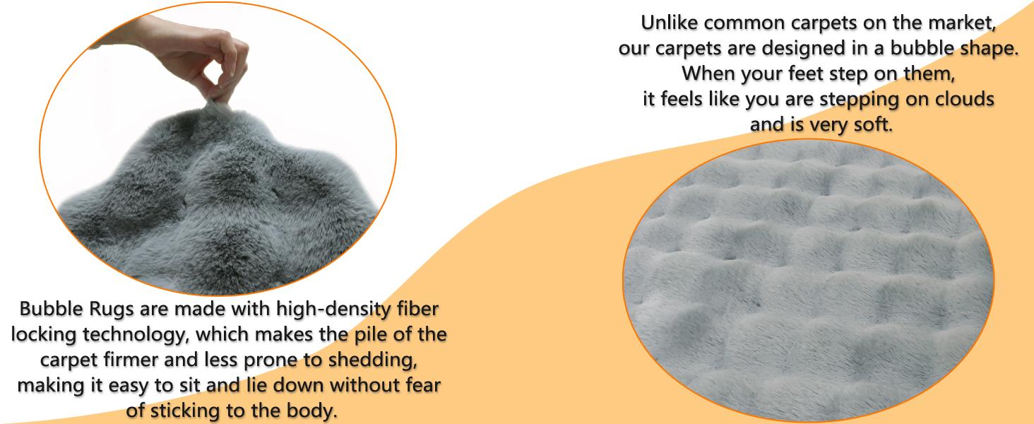 Imitation Rabbit Fur Bubble Fleece Living Room Rug, Faux Fur Soft Rugs, 1 Count Plush Area Rug, Decorative Carpet for Home, Living Room, Bedroom, Hotel, Modern Fuzzy Floor Mat, Aesthetic Room Decor, Cozy Shaggy Rug