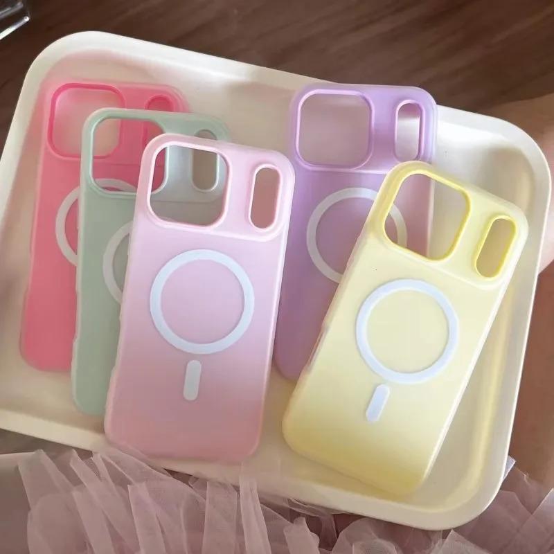 MagSafe Compatible 2-in-1 Shockproof Protection Case for Multi-Model iPhone Series (17 Air,17,16,15,14,13,12,11 Pro Max Plus) - Candy Color Silicone Magnetic Soft Shell Phone Accessory for Women, For Iphone 15Pro Max