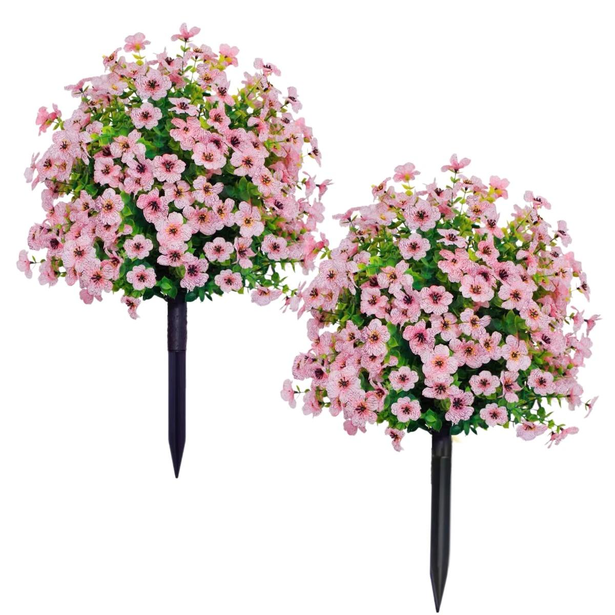 Realistic Artificial Flowers with Ground Stake, UV Resistant Fake Plants for Indoor Outdoor Decoration