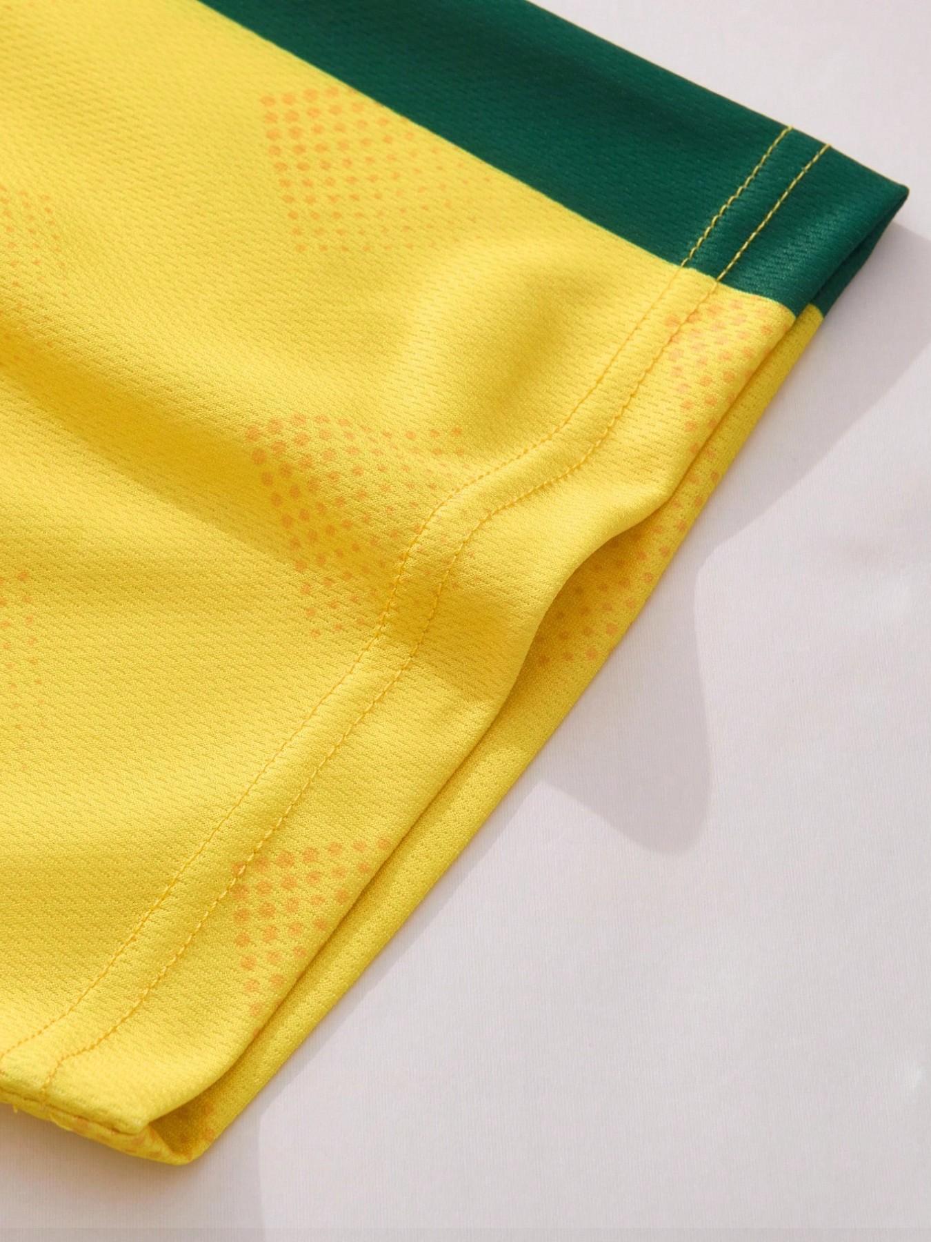 Men's Brazil #10 Retro Soccer Jersey, Sports Top, Lightweight Breathable Polyester, Yellow & Green National Team Color Block, Diamond Texture Mesh Fabric, Brazil Crest & "Brazilian city" Print, Ideal for Daily Wear, Street Style, Athletic Tops