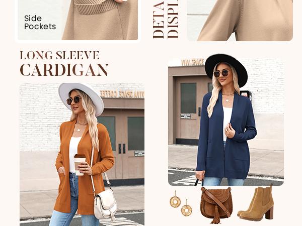 Women's Long Cardigan Sweaters Lightweight Open Front Duster Knit Fashion Sweater Coats Trendy Cardigans with Pocket