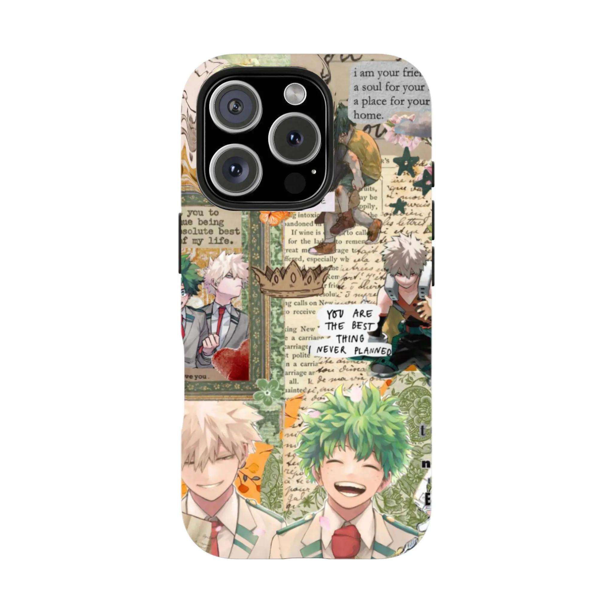 Bakug0 & Deku Besties Phone Case | Retro Manga Design,Compatible for iPhone 16 15 14 13 12 11 17Pro Max,for Samsung S25 S24 S23 S22 Ultra,Durable Dual-Layer design phone cover,Perfect Gift for Her