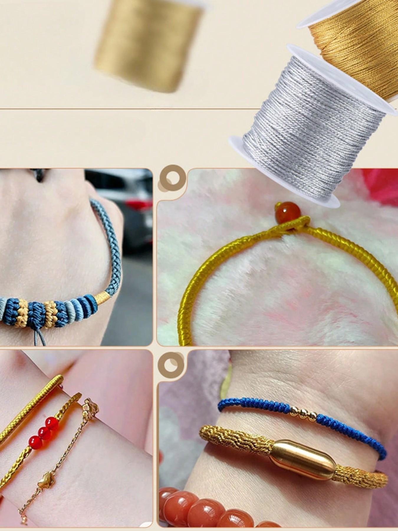 Gold/Silver Thread Macrame Cord Rope Braided String For Bracelet Necklace DIY Tassels Beading Shamballa String Jewelry Making