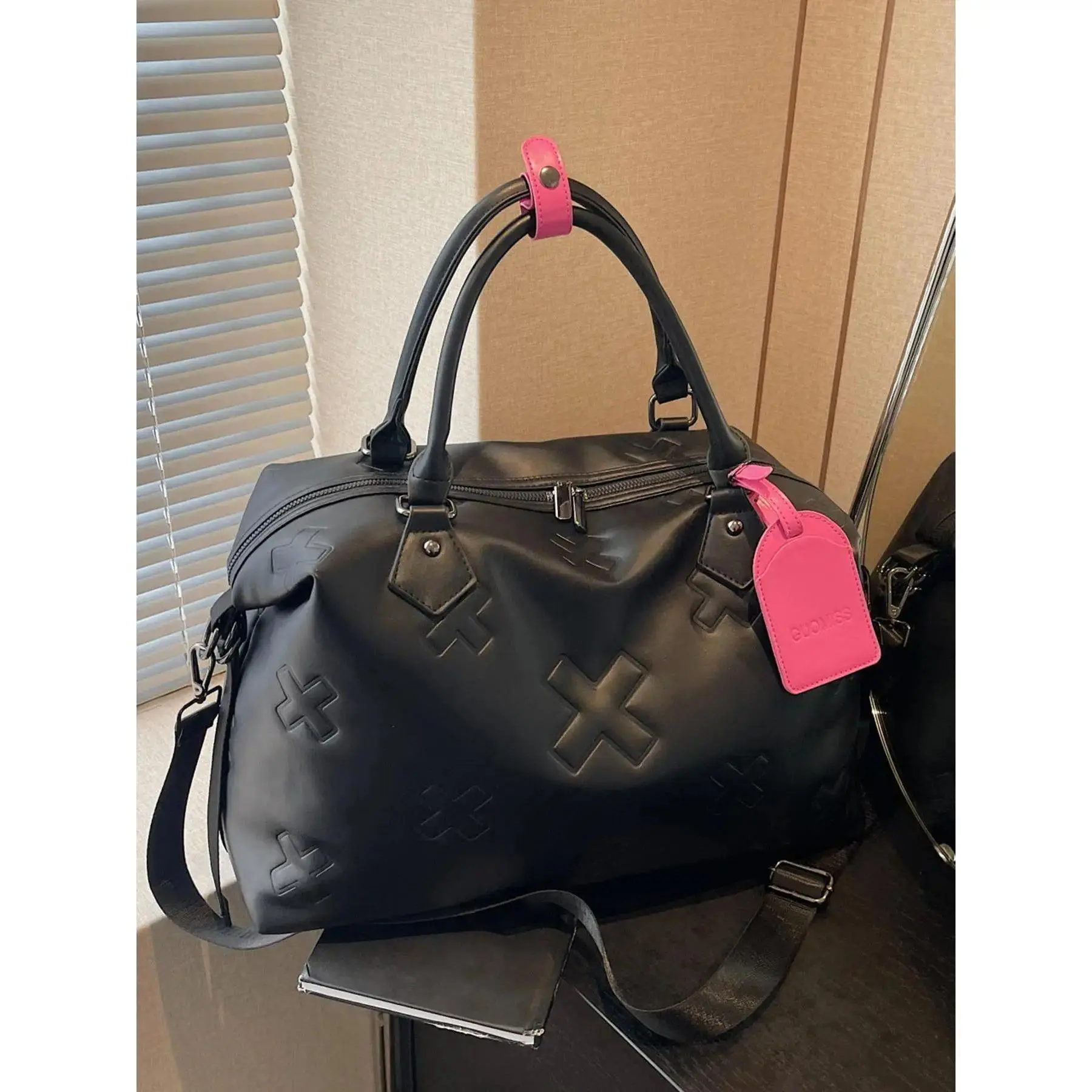 Women's Embossed Synthetic Crossbody Bag - Fashion Color Block Boston Tote, Large Capacity Lightweight Shoulder Bag with Adjustable Strap for Work & Travel