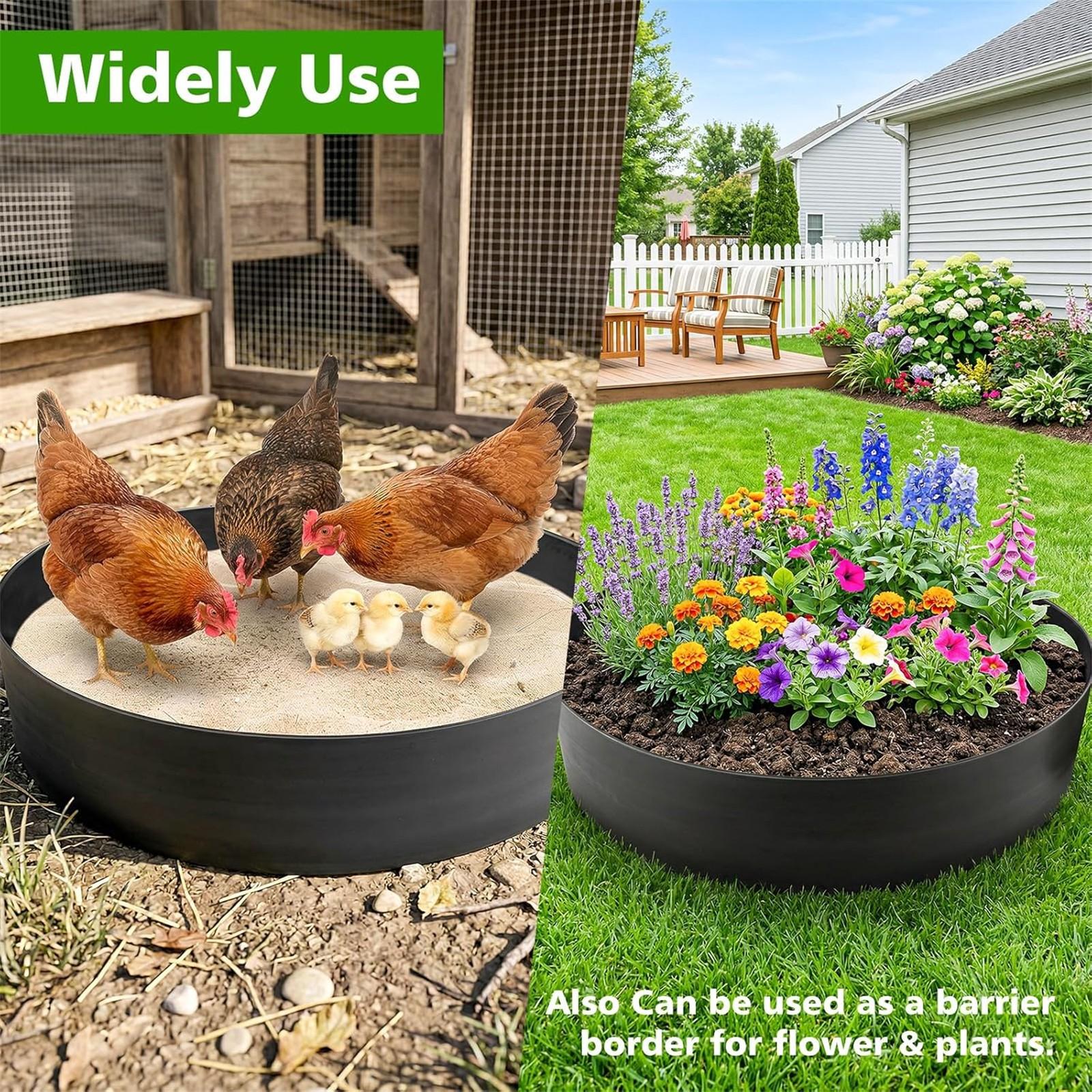 28 Inch PE Chicken Dust Bath Tub No Bottom Design Adjustable Chicken Sand Bath Container Coop Cleaning Supplies Poultry Accessory
