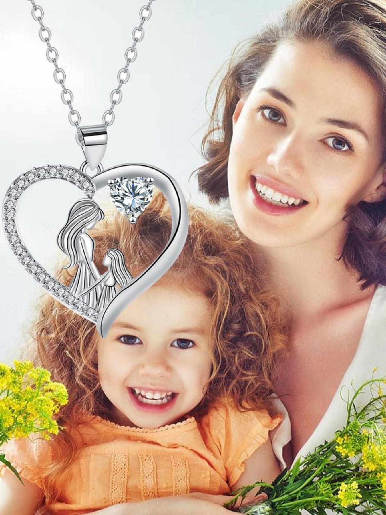 Pink Heart Shadow Exquisite heart-shaped fashion luxury gem necklace for mother and daughter.Paired with a preserved rose & teddy bear gift box.Perfect mysterious gift for festivals, birthdays, Valentine's Day, Mother's Day and Christmas.