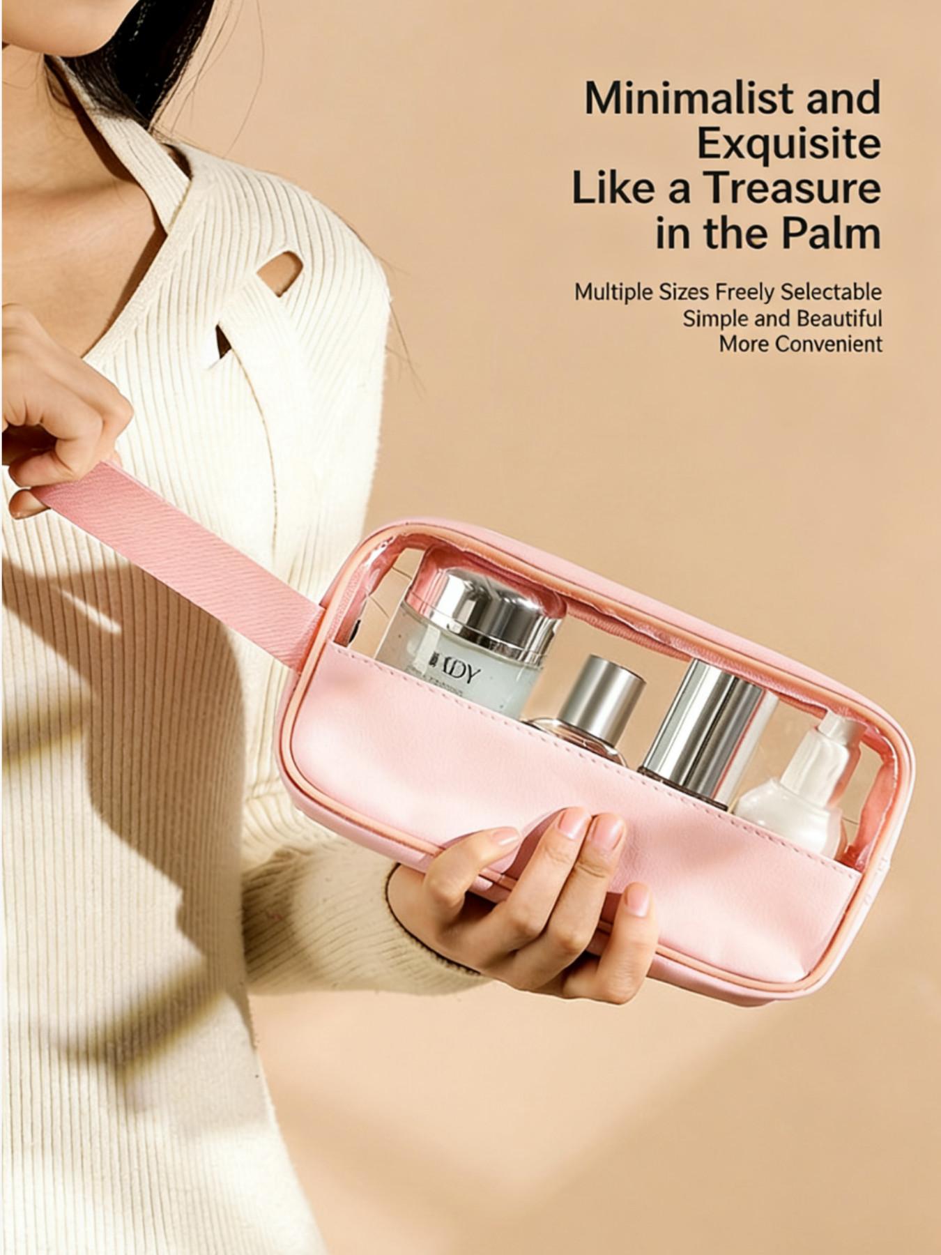 Travel Makeup Bag Set, Minimalist Zipper Cosmetic Organizer, PVC Transparent Waterproof Washbag, Large Capacity Portable Makeup Case