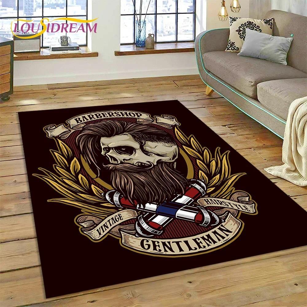 Vintage Barbershop Portrait Flannel Area Rug - Retro Hairstyle Salon Print Soft Mat for Barber Shop & Home, Non-Slip Man Cave Decor#BarbershopRug #VintagePortraitMat #RetroSalonDecor #ManCapeCarpet #NonSlipFlannelRug