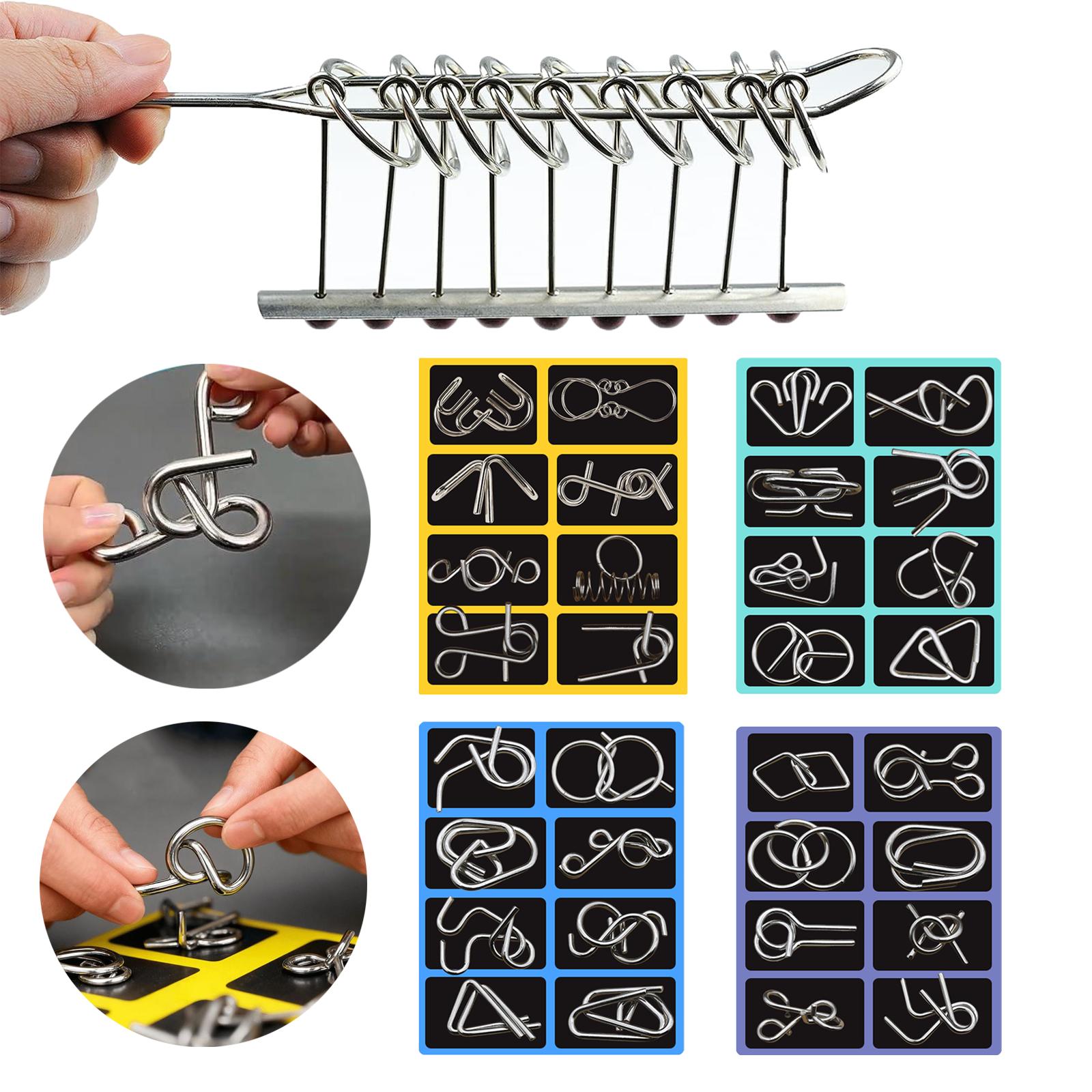 Challenging Brain Puzzle,Physics Mind Metal Puzzles,Metal Brain Teaser Puzzles,9 Linked Rings Metal Puzzle,Ring Toy Set Puzzle Pieces Game Solution Interlock Metal Wire Puzzle Solving.